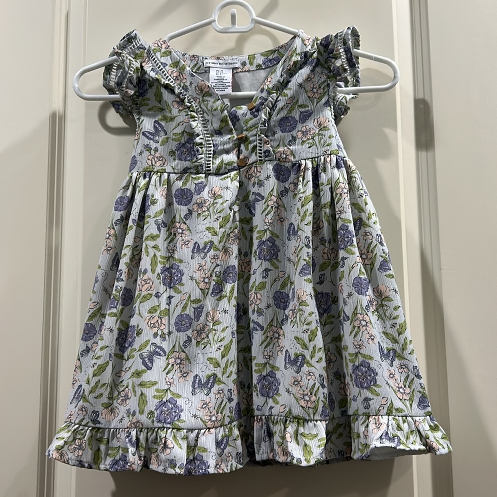 Cupcakes & Cashmere girls Floral Ruffle lined Dress short ruffle sleeve Size 3T